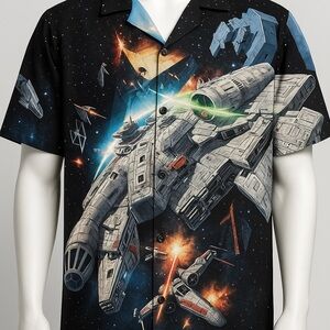 🚀 Men’s Millenium falcon Button-Up Shirt – XXL 🚀
